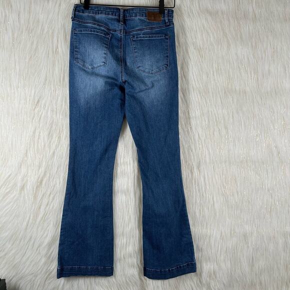 Leith Womens High Rise Flare Medium Wash High Rise Denim Jeans Stretch 29 - Picture 4 of 9